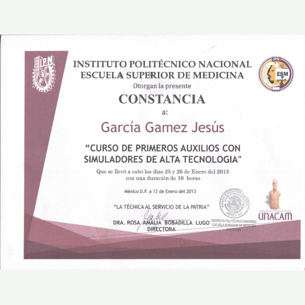 201301 Curso de primeros auxilios con simuladores de alta tecnología